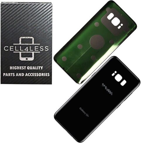 CELL4LESS Replacement Back Glass Cover Back Battery Door w/Pre-Installed Adhesive for Samsung Galaxy S8 Plus OEM - All Models G955 All Carriers- 2 Logo - OEM Replacement (Midnight Black) in Kuwait
