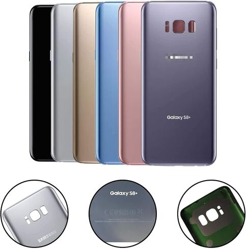 CELL4LESS Replacement Back Glass Cover Back Battery Door w/Pre-Installed Adhesive for Samsung Galaxy S8 Plus OEM - All Models G955 All Carriers- 2 Logo - OEM Replacement (Midnight Black) in Kuwait
