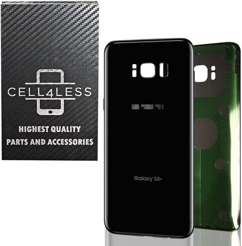 CELL4LESS Replacement Back Glass Cover Back Battery Door w/Pre-Installed Adhesive for Samsung Galaxy S8 Plus OEM - All Models G955 All Carriers- 2 Logo - OEM Replacement (Midnight Black) in Kuwait