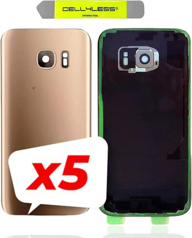 Cell4Less Compatible Back Glass Cover Back Door w/Installed Camera Lens, Custom Removal Tool & Installed Adhesive Replacement for Samsung Galaxy S7 - All Models G930 - OEM Replacement (White) in Kuwait