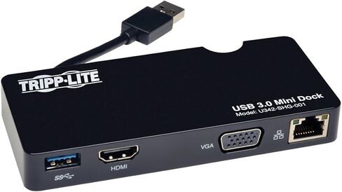 محطة إرساء كمبيوتر محمول مزدوجة الرأس من TRIPP LITE USB 3.0 SuperSpeed ​​- فيديو HDMI وDVI وصوت ومنافذ محور USB وإيثرنت (U342-DHG-402)، أسود in Kuwait