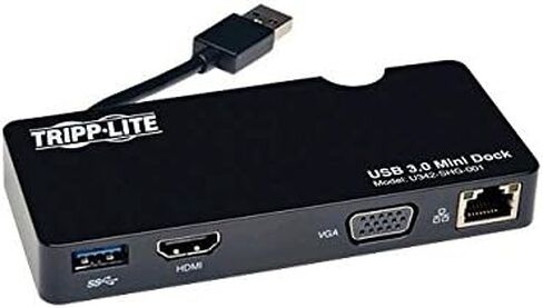 محطة إرساء كمبيوتر محمول مزدوجة الرأس من TRIPP LITE USB 3.0 SuperSpeed ​​- فيديو HDMI وDVI وصوت ومنافذ محور USB وإيثرنت (U342-DHG-402)، أسود in Kuwait
