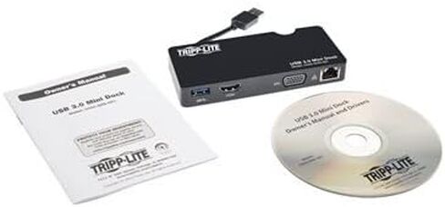 محطة إرساء كمبيوتر محمول مزدوجة الرأس من TRIPP LITE USB 3.0 SuperSpeed ​​- فيديو HDMI وDVI وصوت ومنافذ محور USB وإيثرنت (U342-DHG-402)، أسود in Kuwait