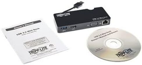 محطة إرساء كمبيوتر محمول مزدوجة الرأس من TRIPP LITE USB 3.0 SuperSpeed ​​- فيديو HDMI وDVI وصوت ومنافذ محور USB وإيثرنت (U342-DHG-402)، أسود in Kuwait