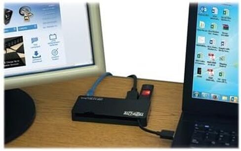 محطة إرساء كمبيوتر محمول مزدوجة الرأس من TRIPP LITE USB 3.0 SuperSpeed ​​- فيديو HDMI وDVI وصوت ومنافذ محور USB وإيثرنت (U342-DHG-402)، أسود in Kuwait