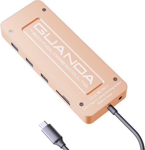 قاعدة شحن للكمبيوتر المحمول، محور شحن USB C PD، محور 13 في 1 C مع إيثرنت، HDMI، DP، VGA، 4 منافذ USB 3.0، قارئ بطاقات ذاكرة Micro/SD/TF لأجهزة MacBook Pro، وأجهزة كمبيوتر Xiaomi - GD8 فضي in Kuwait