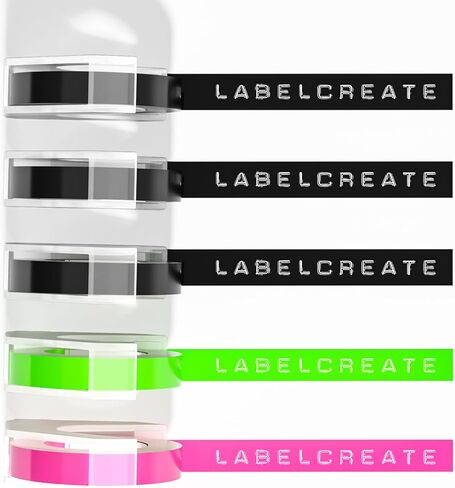 5 عبوات من شريط ملصقات النقش المتوافق مع صانع ملصقات النقش Dymo 3/8، ملصقات بلاستيكية ذاتية اللصق ثلاثية الأبعاد متوافقة مع Dymo Organizer Xpress، (أبيض على أسود/ذهبي) in Kuwait