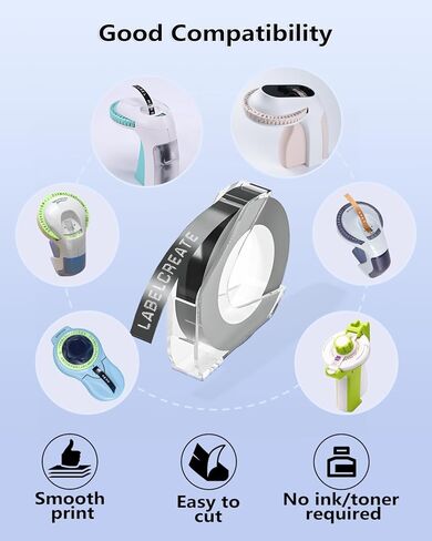 5 عبوات من شريط ملصقات النقش المتوافق مع صانع ملصقات النقش Dymo 3/8، ملصقات بلاستيكية ذاتية اللصق ثلاثية الأبعاد متوافقة مع Dymo Organizer Xpress، (أبيض على أسود/ذهبي) in Kuwait