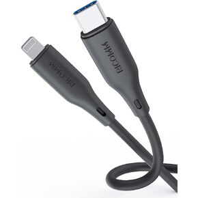 كابل RICOMM USB-C إلى Lightning، 3.9 قدم، معتمد من MFi، كابل شحن سريع من السيليكون الناعم لأجهزة iPhone14/13/12/11 Pro Max/XS/XR، iPad، AirPods. أسود in Saudi Arabia