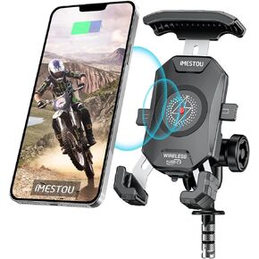 iMESTOU Anti-Theft Motorcycle Wireless Phone Mount Charger 15W & USB C 3A in Kuwait