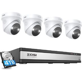 نظام كاميرا ZOSI 4K 16CH Spotlight PoE الأمني، 12 قطعة 4K 8MP كاميرات IP PoE داخلية وخارجية، صوت ثنائي الاتجاه وصفارات الإنذار، رؤية ليلية، اكتشاف الإنسان، 16CH 8MP NVR مع محرك أقراص ثابتة 4 تيرابايت للتسجيل المنزلي 24/7 in Saudi Arabia