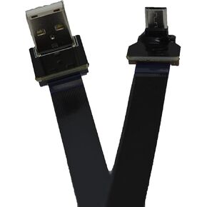 Long Flat Slim Thin Ribbon Micro USB Male 90 Degree Angled to Standard USB A Male 90 Degree Angled for sync and Charging Black (100CM Micro USB 1 to Standard USB A UP)