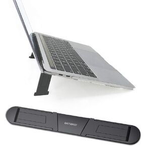 Portable Travel Laptop Stand Black for 12-17" Laptop/Tablet - Adjustable, Ventilated, Lightweight, and Ergonomic, Adhesive Invisible Keyboard Lift, Small Laptop Cooling Stand to Keep Cooler in Saudi Arabia