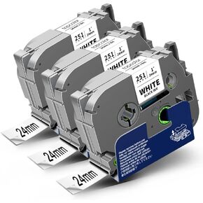 شريط ملصقات Topcolor 3 عبوات PT-D610BT 24 مم 0.94 بوصة أبيض مصفح متوافق مع Brother Tze-251 Tze251 Tz-251 Tz251 24 مم Tze P Touch Tz 1 بوصة شريط أبيض لـ PTD600 PTP710BT PTD600VP PTP700 PTP750W in Kuwait