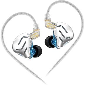 سماعات أذن KZ Zax 7BA+1DD Hybrid 16 سائق هاي فاي سلكية بخاصية إلغاء الضوضاء، سماعة أذن معدنية بهيكل من سبيكة الزنك في شاشة الأذن مع مقبس 3.5 مم كابل قابل للفصل 2 دبوس 0.75 مم (مع ميكروفون، أسود)