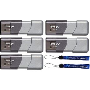 PNY 64GB USB 3.0 Flash Drive Elite Turbo Attache 3 (Five Pack) Model P-FD64GTBOP-GE Bundle with (2) Everything But Stromboli Lanyard in Kuwait