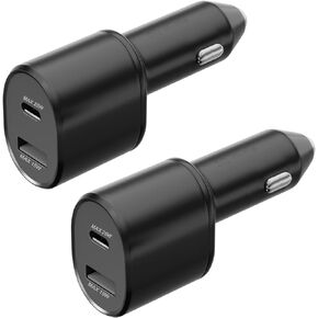 Super Fast Dual Car Charger (25W+15W)-2-Pack PD25W & QC 15W Car Charger Adapter for Samsung Galaxy S23/S23 Ultra/S23+/S22/S22 Ultra/S22+/S21/S20/Note 20/Note 10/Z Fold/Flip 4/3-Two Ports Black