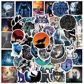 Zutena 100pcs Wolf Stickers for Water Bottles Laptop Phone Case Skateboard Computer iPad Notebook,Waterproof Vinyl Wolf Stickers Decals Pack for Kids Boys Teens Party Favors in Kuwait