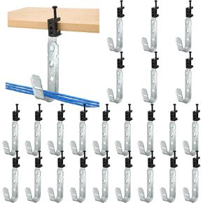 Blulu 25 Pcs Cable Support J Hook with Beam Clam Swivel Heavy Duty Metal Hangers for J Hook Hanging Cable Management Organizing Wire G60 Galvanized Steel (3/4 Inch) in Saudi Arabia