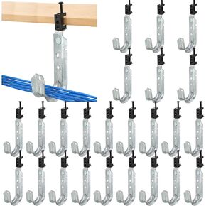 Blulu 25 Pcs J Hooks Cable Support J Hook Hangers with Swivel Beam Clamp Heavy Duty Metal Hook for Hanging Organizing Cable Wire Cord Management, G60 Galvanized Steel (1-5/16 Inches)