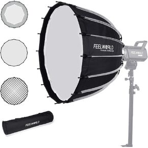 FEELWORLD FSP60 V2 60cm 23.6 Inch Portable Parabolic Softbox for FEELWORLD FL125D FL125B FL225D FL225B and Other Bowens Mount Video Studio Light in Kuwait