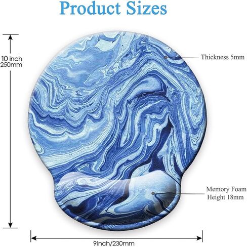 لوحة ماوس مريحة مع جل دعم المعصم، لوحة ماوس مع مسند للمعصم، لوحة ماوس كمبيوتر مريحة للكمبيوتر المحمول، لوحة ماوس لتخفيف الآلام مع قاعدة مطاطية غير قابلة للانزلاق (رخام أزرق أرجواني) in Kuwait