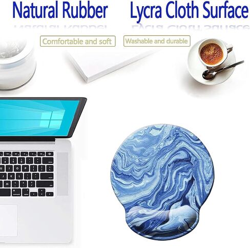 لوحة ماوس مريحة مع جل دعم المعصم، لوحة ماوس مع مسند للمعصم، لوحة ماوس كمبيوتر مريحة للكمبيوتر المحمول، لوحة ماوس لتخفيف الآلام مع قاعدة مطاطية غير قابلة للانزلاق (رخام أزرق أرجواني) in Kuwait