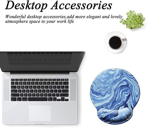 لوحة ماوس مريحة مع جل دعم المعصم، لوحة ماوس مع مسند للمعصم، لوحة ماوس كمبيوتر مريحة للكمبيوتر المحمول، لوحة ماوس لتخفيف الآلام مع قاعدة مطاطية غير قابلة للانزلاق (رخام أزرق أرجواني) in Kuwait