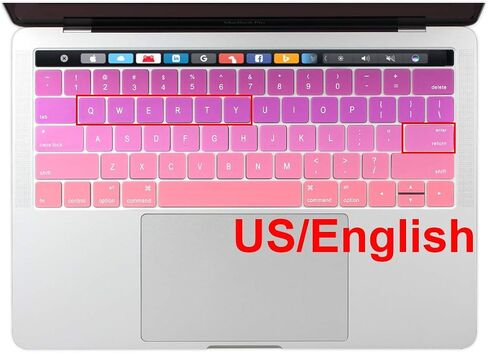 واقي غطاء لوحة المفاتيح ذو اللون المتدرج الرفيع للغاية من Batianda لجهاز MacBook Pro الجديد مع شريط اللمس 13 بوصة أو 15 بوصة الموديل: A1706/A1989/A2159 & A1707/A1990 الإصدار 2019 2018 2017 2016 (رمادي) in Saudi Arabia