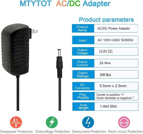 MTYTOT 12.6V 1A محول إمداد الطاقة 100-240 تيار متردد إلى تيار مستمر 12 فولت 12.6 فولت 1000 مللي أمبير تيار متردد/تيار مستمر محول إمداد الطاقة مع 8 قطع أطراف متعددة 5.5 × 2.1 مم 3.5 × 1.35 مم ميكرو USB لتدليك مسدس نموذج طائرة قاذفة كروية in Saudi Arabia