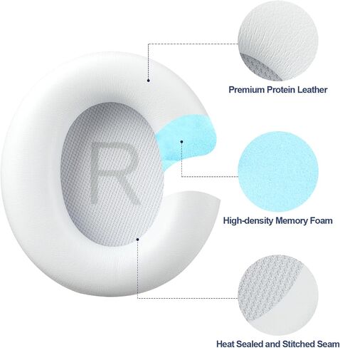 وسائد أذن بديلة ممتازة لسماعات الرأس Soundcore Space Q45 من AHG/وسائد أذن Soundcore Q45 متوافقة مع سماعات Anker Soundcore Space Q45 (أزرق). جلد بروتين ممتاز/إسفنج عالي الكثافة in Saudi Arabia