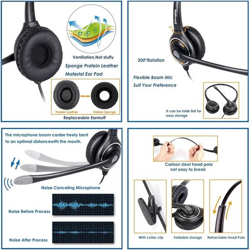 VoiceJoy Single Ear Noise Canceling Headset for Call Center/Office with QD Cable for All Cisco 6000, 7800 and 8000 Series Phones and Also Models 7940 7941 7942 7945 7960 7961 7962 7965 7970 8841 in Kuwait