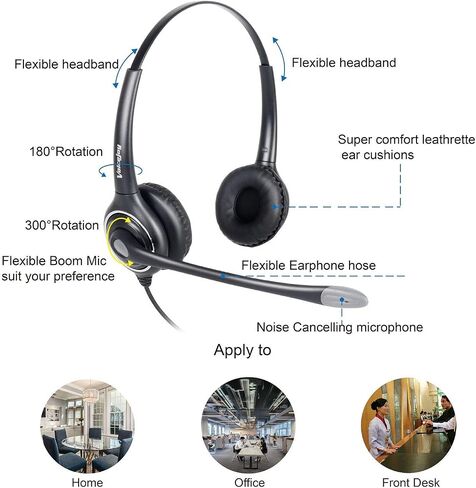 VoiceJoy Single Ear Noise Canceling Headset for Call Center/Office with QD Cable for All Cisco 6000, 7800 and 8000 Series Phones and Also Models 7940 7941 7942 7945 7960 7961 7962 7965 7970 8841 in Kuwait