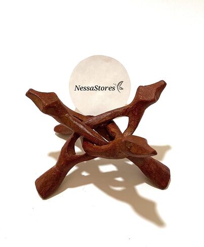 NESSASTORES 24 Wooden Tripod Stand - 6" Hand Carved Room Decor Holder, Ideal Crystal Ball Stand, Rock Stand, Vase Holder Stand for Abalone Shell, Decorative Bowl, Sphere, or Geode JC-046 in Saudi Arabia