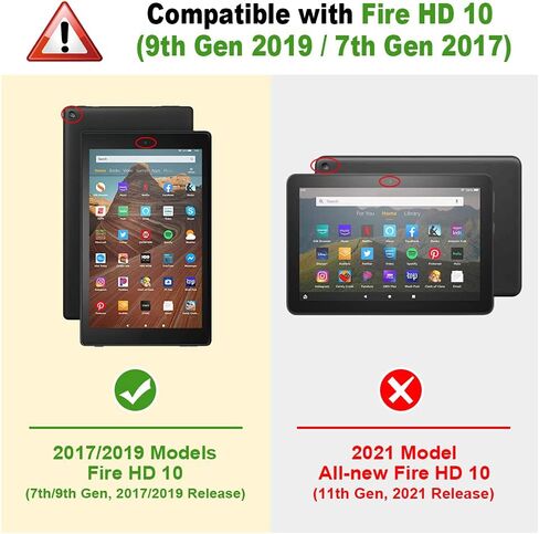 Fintie Case for Amazon Fire HD 10 (7th and 9th Generations, 2017 and 2019 Releases) - [Tuatara Magic Ring] 360 Rotating Multi-Functional Grip Carry Cover w/Built-in Screen Protector, Black in Saudi Arabia