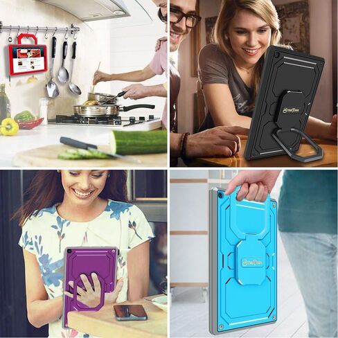 Fintie Case for Amazon Fire HD 10 (7th and 9th Generations, 2017 and 2019 Releases) - [Tuatara Magic Ring] 360 Rotating Multi-Functional Grip Carry Cover w/Built-in Screen Protector, Black in Saudi Arabia