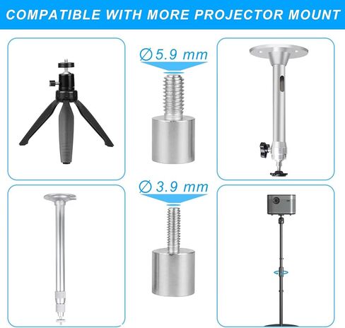 ييفيت محولات لولبية صغيرة لتثبيت جهاز العرض انثى 6.35 ملم الى ذكر 3.9 ملم او 5.9 ملم، محول براغي مناسب لمعظم اجهزة العرض وحامل الكاميرا ثلاثي القوائم (قطعتان) in Kuwait