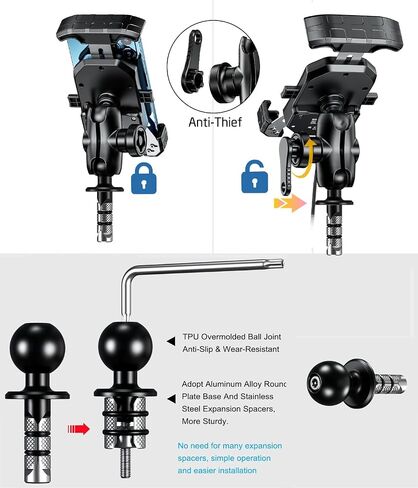 iMESTOU Anti-Theft Motorcycle Wireless Phone Mount Charger 15W & USB C 3A in Saudi Arabia