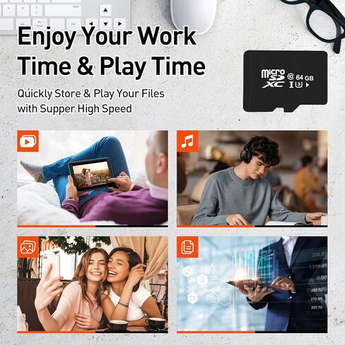 بطاقة ذاكرة Micro SD بسعة 64 جيجابايت عالية التحمل، بطاقة ذاكرة SDXC فئة 10 عالية السرعة تصل إلى 80 ميجابايت/ثانية، مساحة تخزين موسعة للهواتف الذكية التي تعمل بنظام Android والأجهزة اللوحية ونينتندو سويتش وكاميرا المراقبة وكاميرا Gopro (أسود) in Kuwait