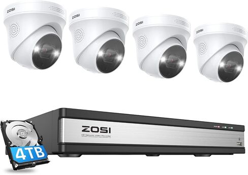 نظام كاميرا ZOSI 4K 16CH Spotlight PoE الأمني، 12 قطعة 4K 8MP كاميرات IP PoE داخلية وخارجية، صوت ثنائي الاتجاه وصفارات الإنذار، رؤية ليلية، اكتشاف الإنسان، 16CH 8MP NVR مع محرك أقراص ثابتة 4 تيرابايت للتسجيل المنزلي 24/7 in Saudi Arabia