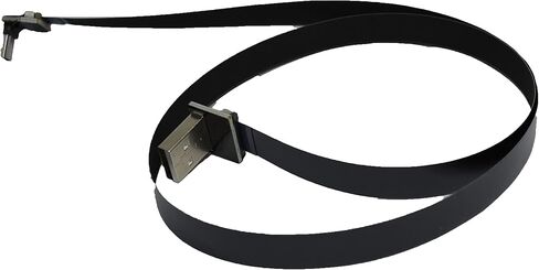 Long Flat Slim Thin Ribbon Micro USB Male 90 Degree Angled to Standard USB A Male 90 Degree Angled for sync and Charging Black (40CM Micro USB 1 to Standard USB A Down) in Kuwait