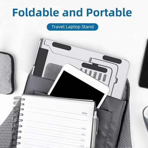 حامل لاب توب للمكتب، حامل مريح قابل للتعديل لجهاز ماك بوك برو/اير، حامل كمبيوتر محمول قابل للطي للابتوب، حامل لابتوب مزدوج الاستخدام من الالومنيوم لجميع اجهزة النوت بوك 10-15.6 انش وجميع اجهزة التابلت in Kuwait