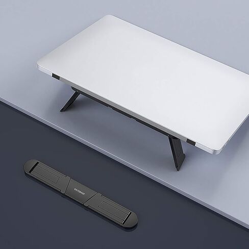 Portable Travel Laptop Stand Black for 12-17" Laptop/Tablet - Adjustable, Ventilated, Lightweight, and Ergonomic, Adhesive Invisible Keyboard Lift, Small Laptop Cooling Stand to Keep Cooler in Saudi Arabia
