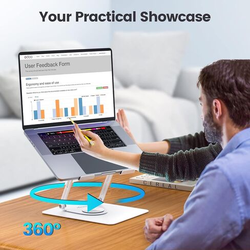 كلاودك حامل لاب توب T360 مضاد للاهتزاز مع قاعدة دوارة ثقيلة، حامل لابتوب مريح متعدد الزوايا قابل للتعديل، حامل ايباد لجهاز ماك بوك برو/اير، سيرفس لاب توب، تابلت حتى 17 بوصة in Kuwait