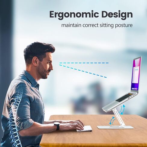 كلاودك حامل لاب توب T360 مضاد للاهتزاز مع قاعدة دوارة ثقيلة، حامل لابتوب مريح متعدد الزوايا قابل للتعديل، حامل ايباد لجهاز ماك بوك برو/اير، سيرفس لاب توب، تابلت حتى 17 بوصة in Kuwait