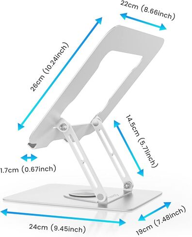 كلاودك حامل لاب توب T360 مضاد للاهتزاز مع قاعدة دوارة ثقيلة، حامل لابتوب مريح متعدد الزوايا قابل للتعديل، حامل ايباد لجهاز ماك بوك برو/اير، سيرفس لاب توب، تابلت حتى 17 بوصة in Kuwait