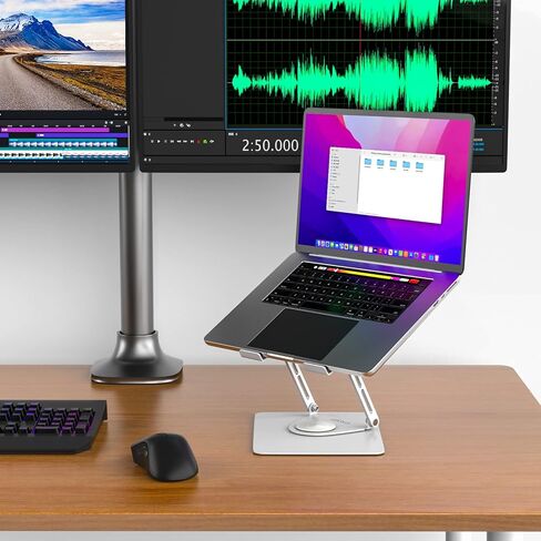كلاودك حامل لاب توب T360 مضاد للاهتزاز مع قاعدة دوارة ثقيلة، حامل لابتوب مريح متعدد الزوايا قابل للتعديل، حامل ايباد لجهاز ماك بوك برو/اير، سيرفس لاب توب، تابلت حتى 17 بوصة in Kuwait