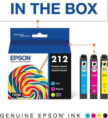 Epson T212 Claria -Ink Standard Capacity Color Combo Pack (T212520-S) & T212 Claria -Ink Standard Capacity Cyan -Cartridge (T212220-S) for Select Expression and Workforce Printers in Saudi Arabia