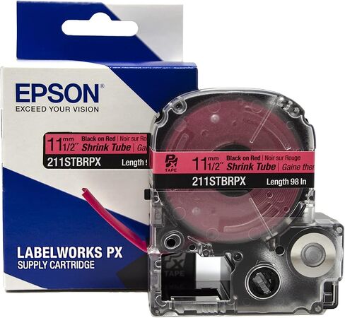 Epson LABELWORKS 205STBRPX Shrink Tube - Black on Red - 5mm, AWG 8-12 in Saudi Arabia