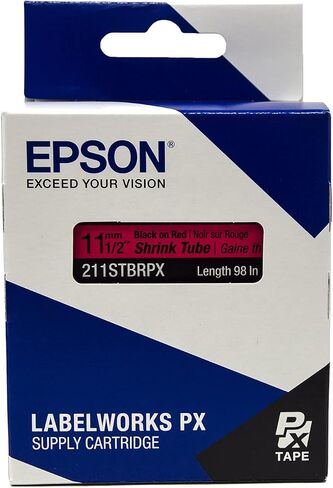 Epson LABELWORKS 205STBRPX Shrink Tube - Black on Red - 5mm, AWG 8-12 in Saudi Arabia